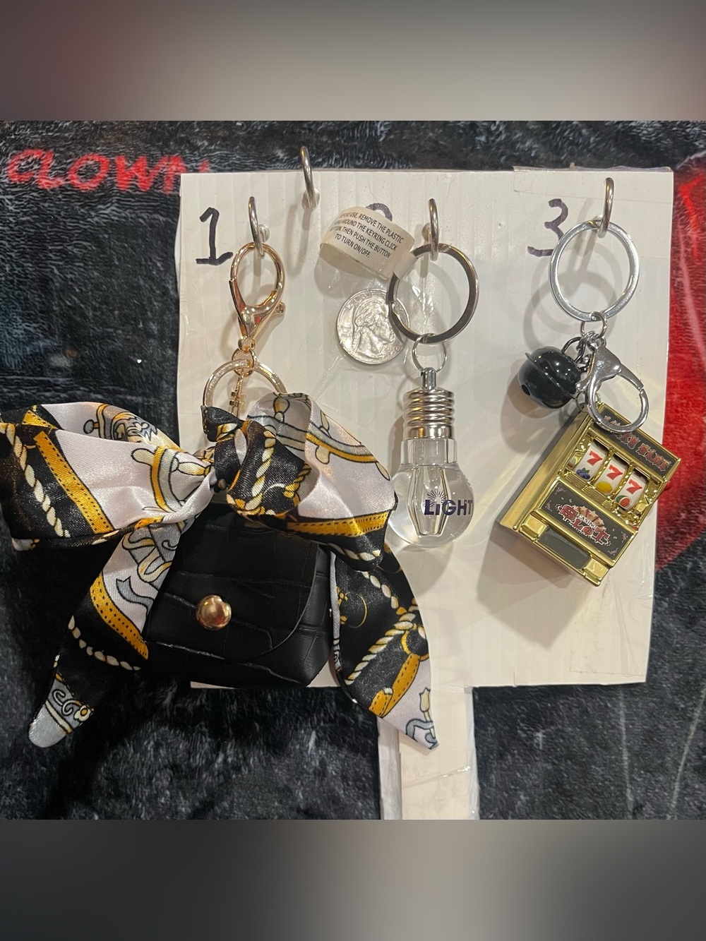 #9 Choice of 1 Purse Keychain with Black, Gold & Silver Accents